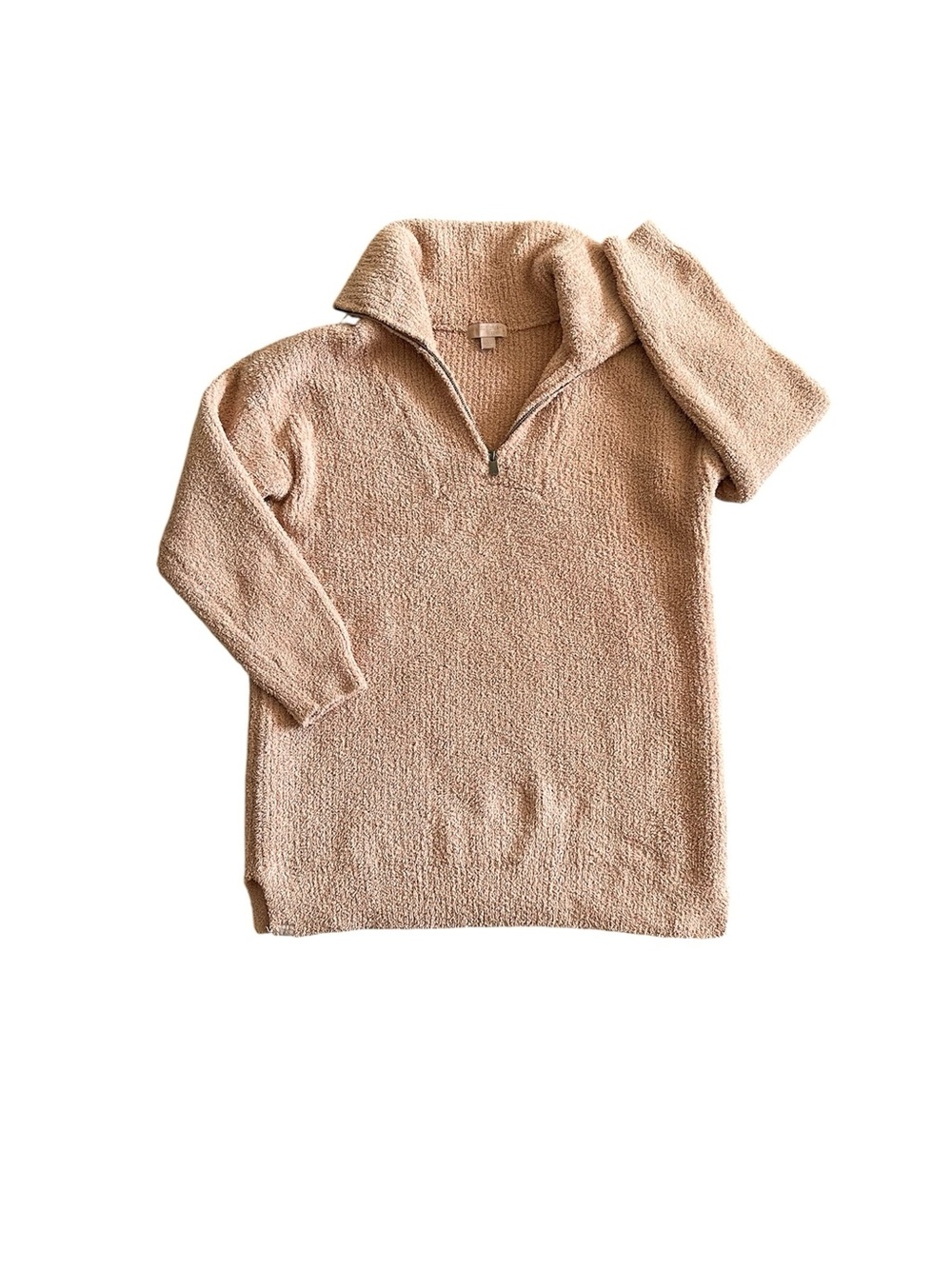 Barefoot Dreams CozyChic Camel half-zip tunic cardigan - large